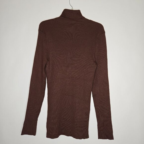 Ashley Stewart Expresso Brown Ribbed Knit Turtleneck Sweater Plus Sz 22/24 - Picture 2 of 10